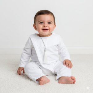 Boys White Kurta Romper