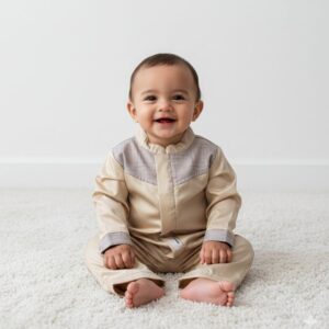 Patterned Buttermilk Kurta Romper