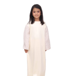 Girls Butter Abaya with Textured Sleeves- Modest Kids Wear